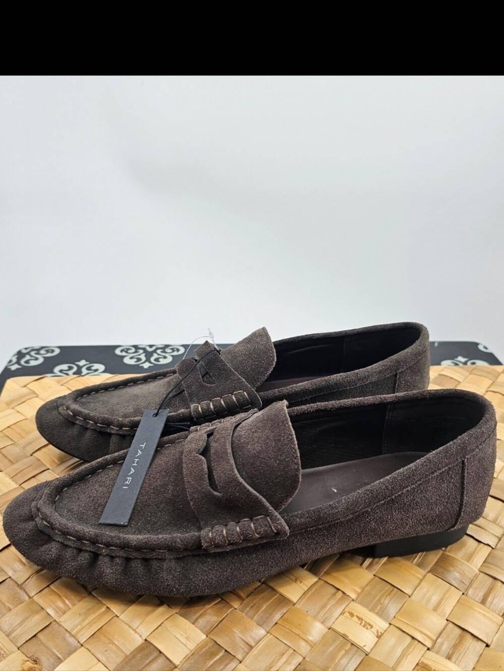 Tahari Brown Suede Penny Loafers NWT Size 9.5